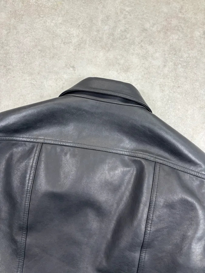 FW2019 Rick Owens Larry Black Leather Jacket KOrMVxp 5