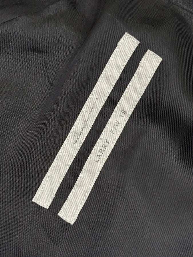 FW2019 Rick Owens Larry Black Leather Jacket KOrMVxp 9
