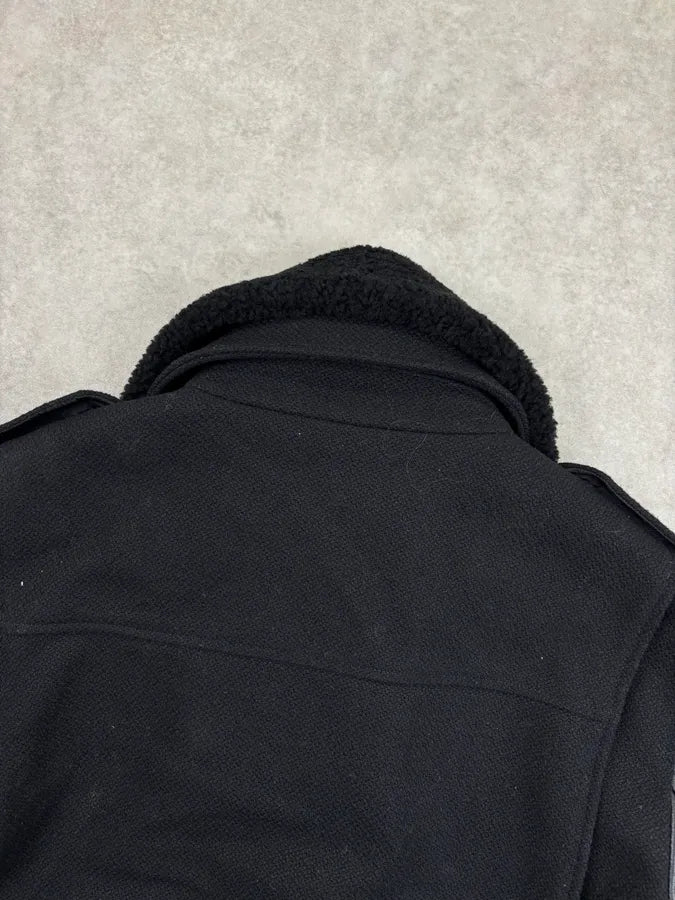 FW2019 Saint Lauren Hybrid Black Wool Leather Bomber Jacket NyNnbJA 7