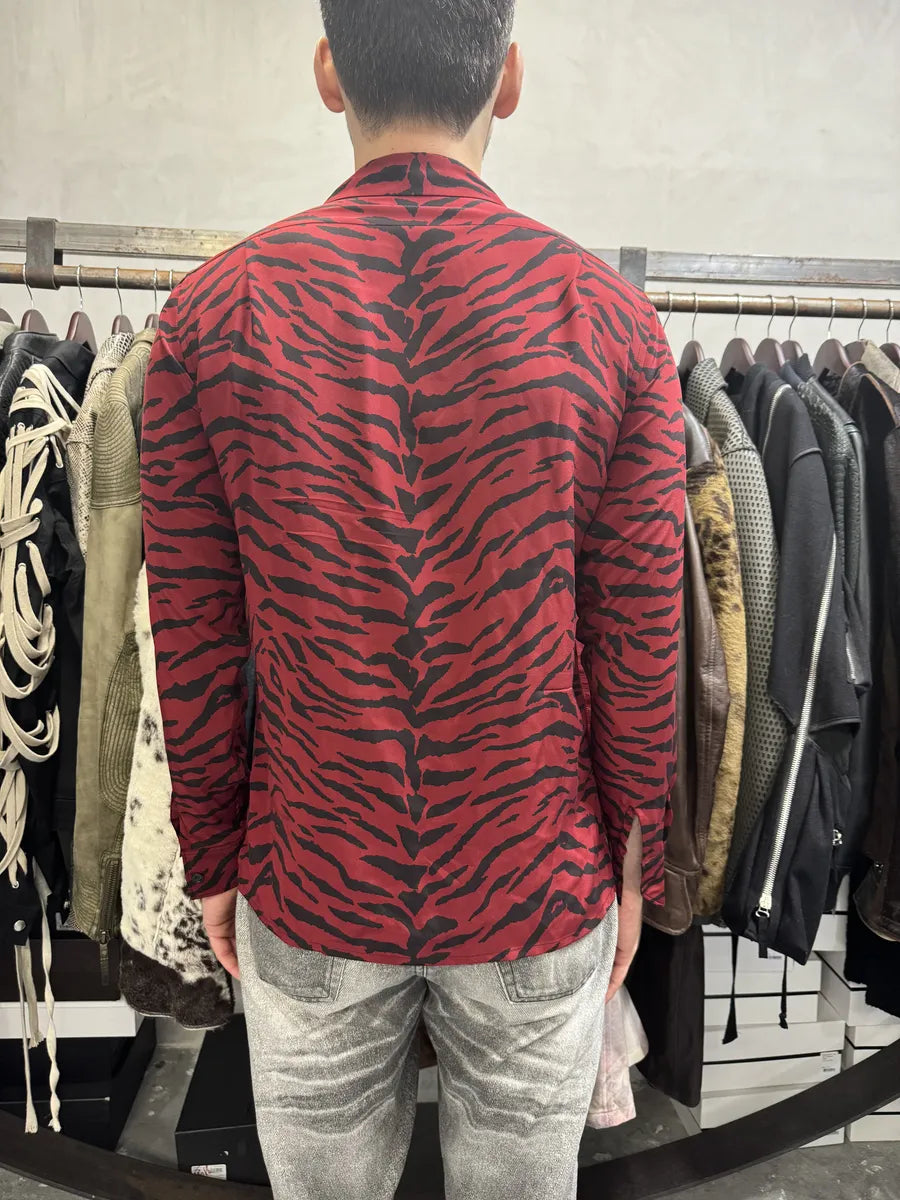 FW2019 Saint Laurent Zebra Red & Black Silk Shirt niDdPUm 3