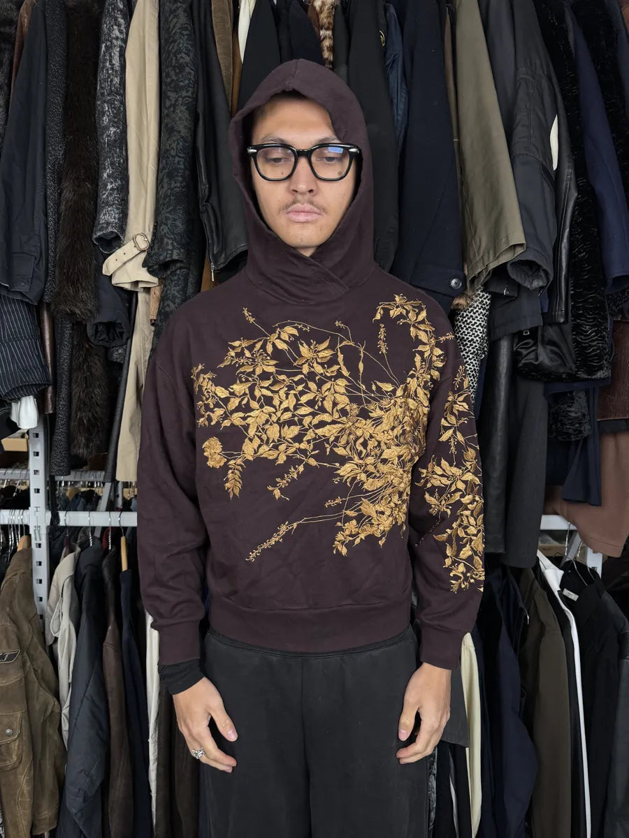 FW2020 Dries Van Noten Aubergine Purple Floral Embroidered Hoodie KAQoBON 1