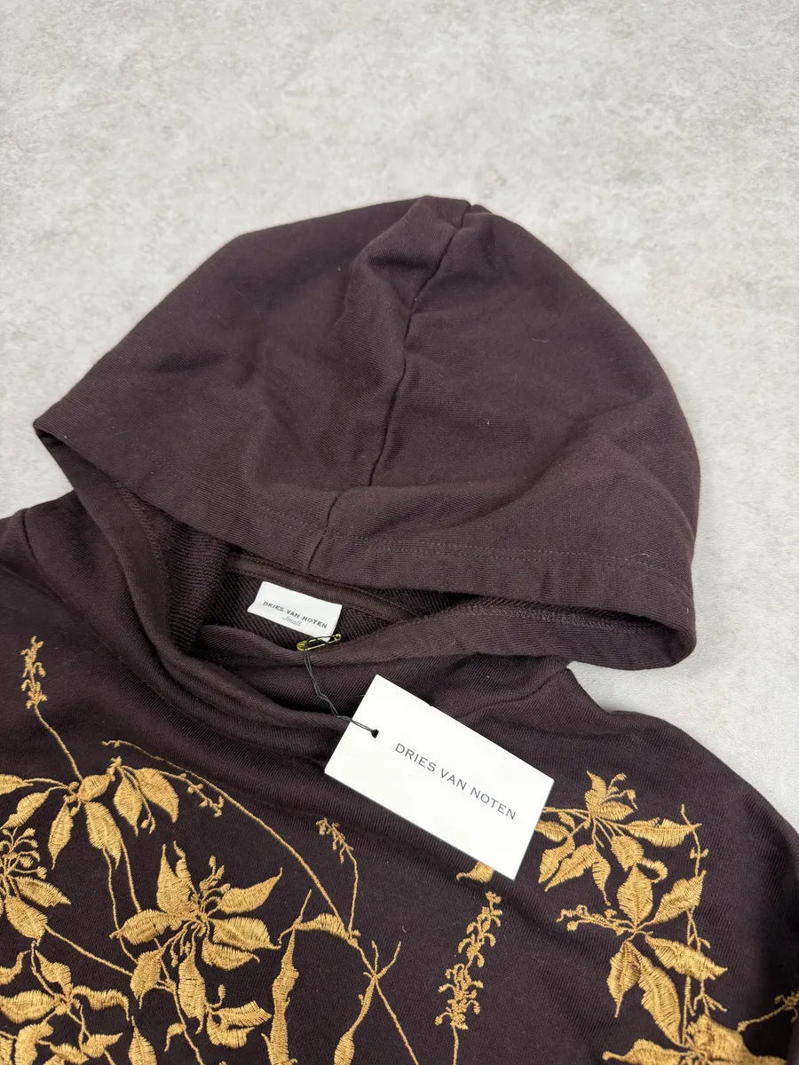 FW2020 Dries Van Noten Aubergine Purple Floral Embroidered Hoodie KAQoBON 9