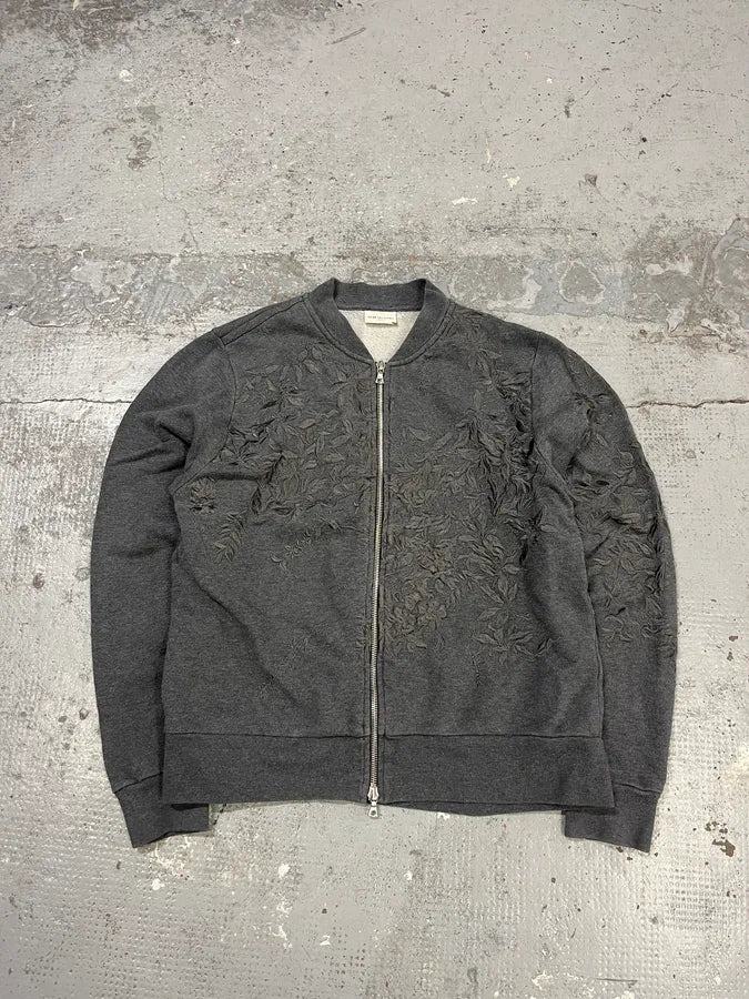 FW2020 Dries Van Noten Floral Grey Zip-up Sweater IuraUbb 0