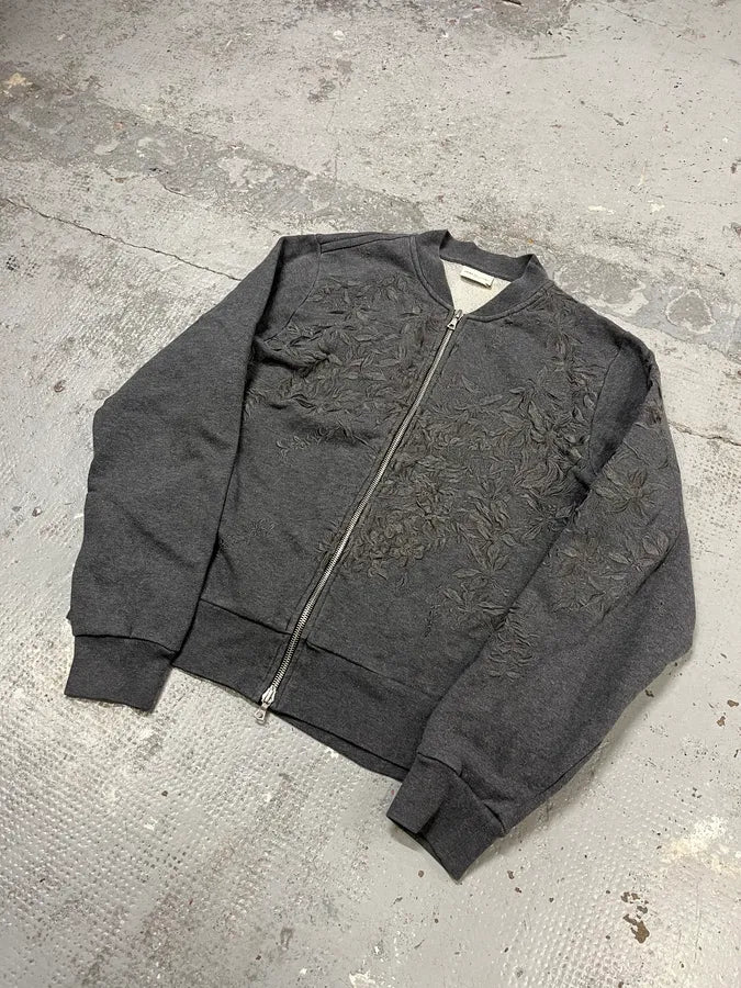 FW2020 Dries Van Noten Floral Grey Zip-up Sweater IuraUbb 3