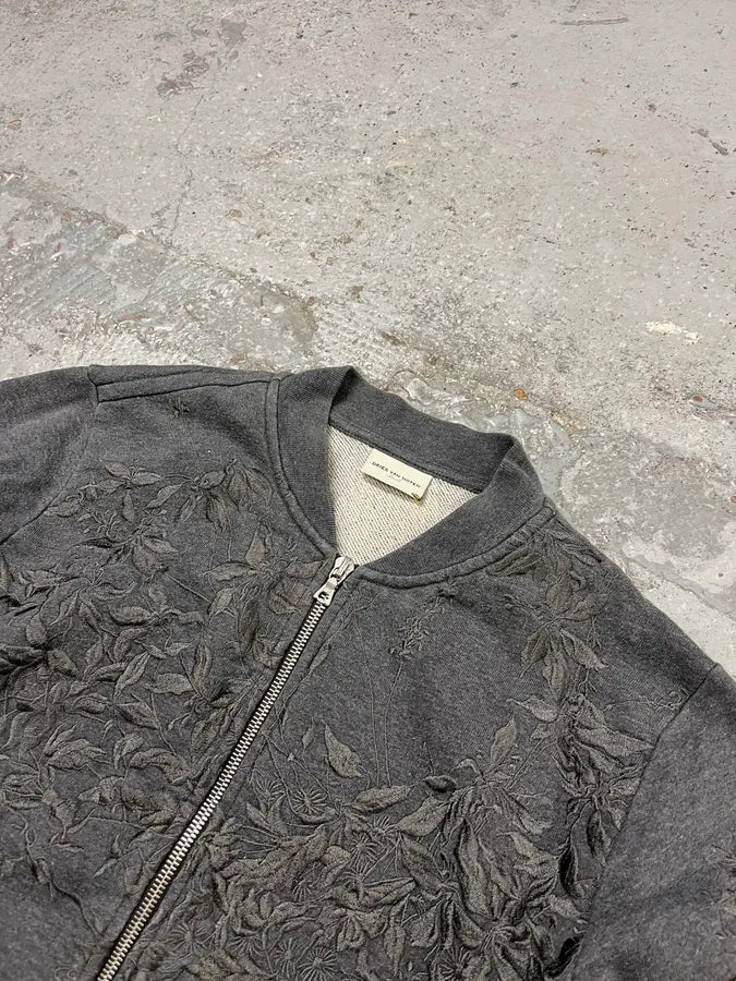 FW2020 Dries Van Noten Floral Grey Zip-up Sweater IuraUbb 4