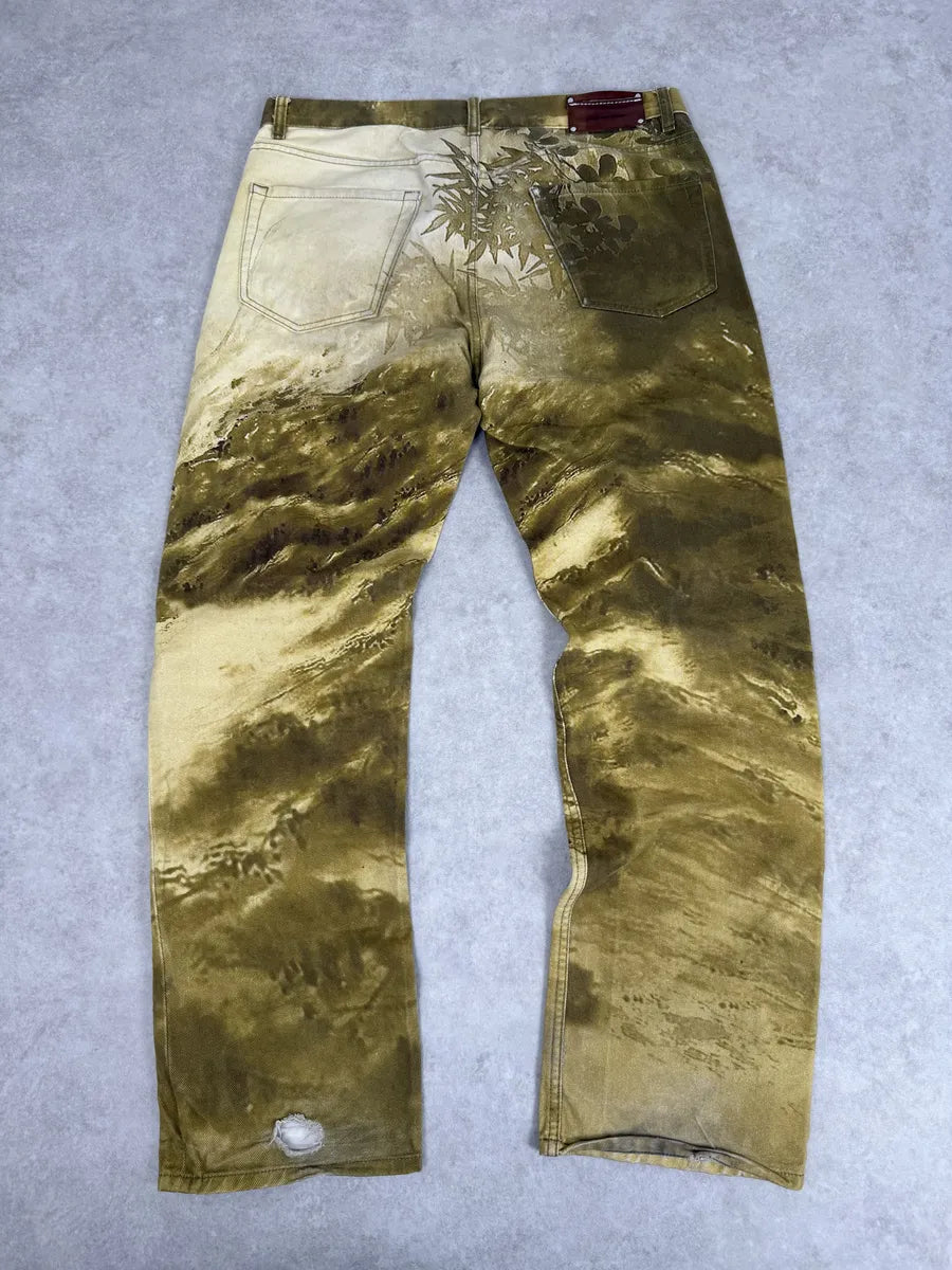 FW2020 Dries Van Noten Tiger Yellow Gold Pants foayOao 2