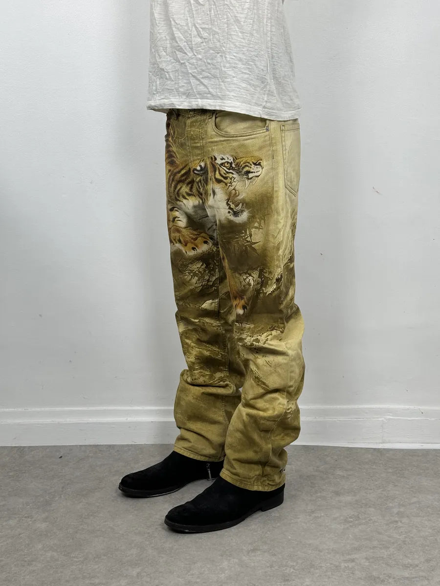 FW2020 Dries Van Noten Tiger Yellow Gold Pants foayOao 5