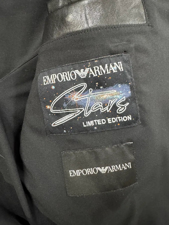 FW2020 Emporio Armani Black Leather Crystal-Embellished Asymmetrical Zip Jacket GeQzmCj 6