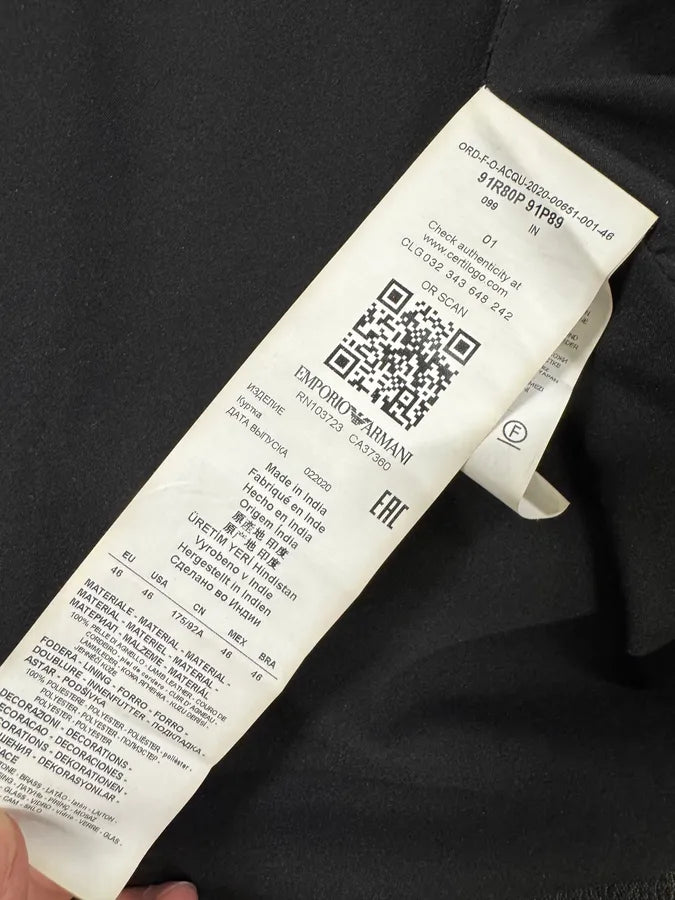 FW2020 Emporio Armani Black Leather Crystal-Embellished Asymmetrical Zip Jacket GeQzmCj 8