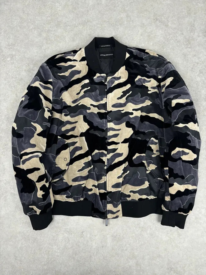 FW2020 Emporio Armani Camo Velvet Padded Bomber Jacket VDfMAEQ 2