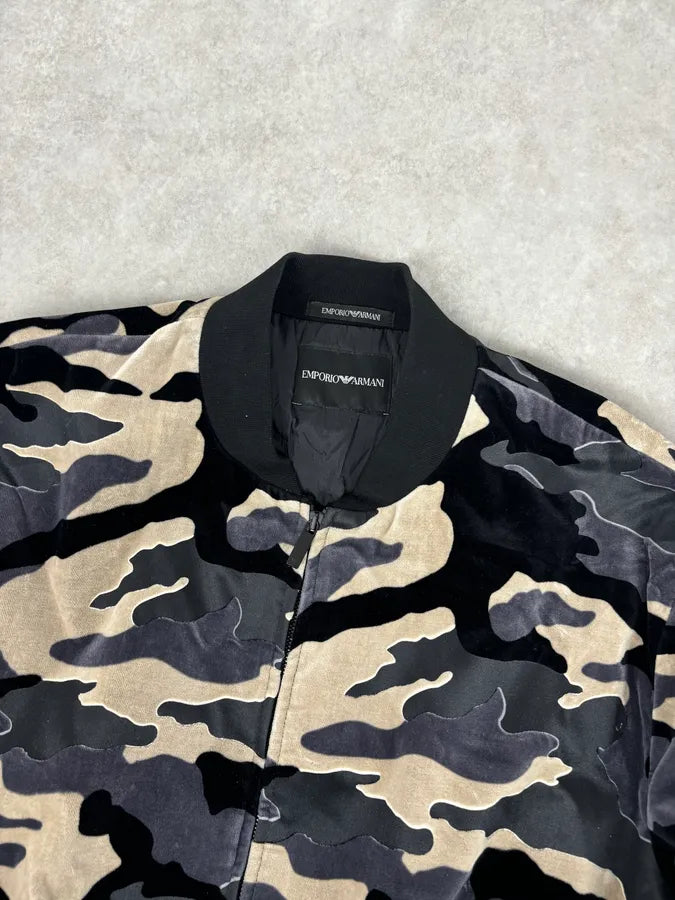 FW2020 Emporio Armani Camo Velvet Padded Bomber Jacket VDfMAEQ 4