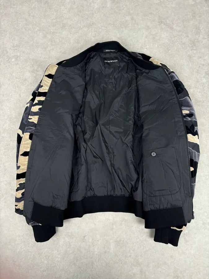 FW2020 Emporio Armani Camo Velvet Padded Bomber Jacket VDfMAEQ 6