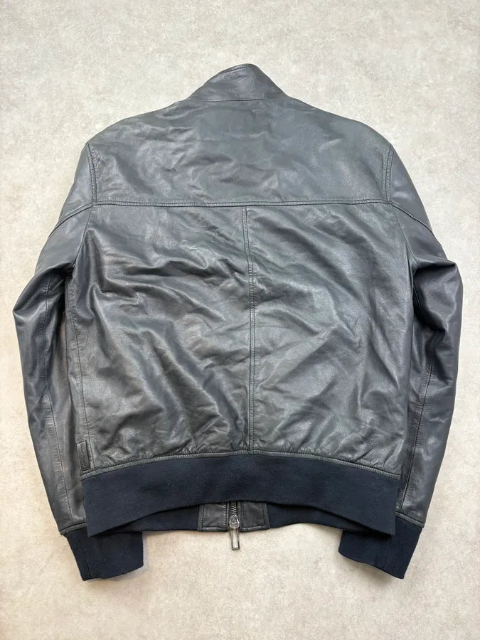 FW2020 Emporio Armani Black Prenium Leather Bomber Jacket YfFwwhr 5