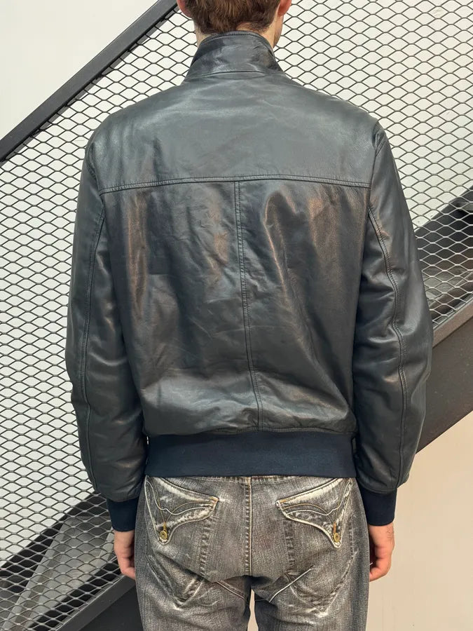 FW2020 Emporio Armani Black Prenium Leather Bomber Jacket YfFwwhr 2