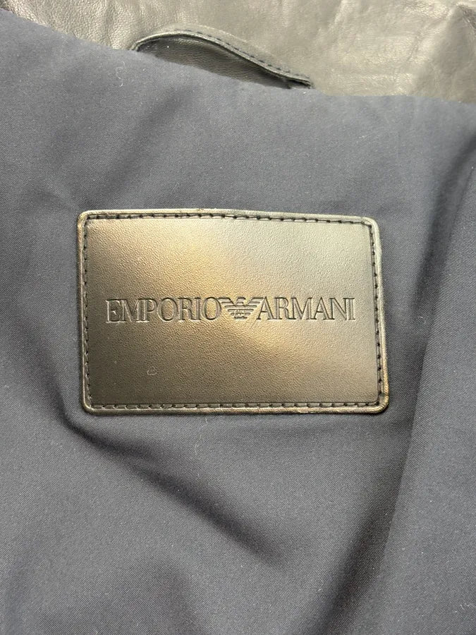 FW2020 Emporio Armani Black Prenium Leather Bomber Jacket YfFwwhr 8