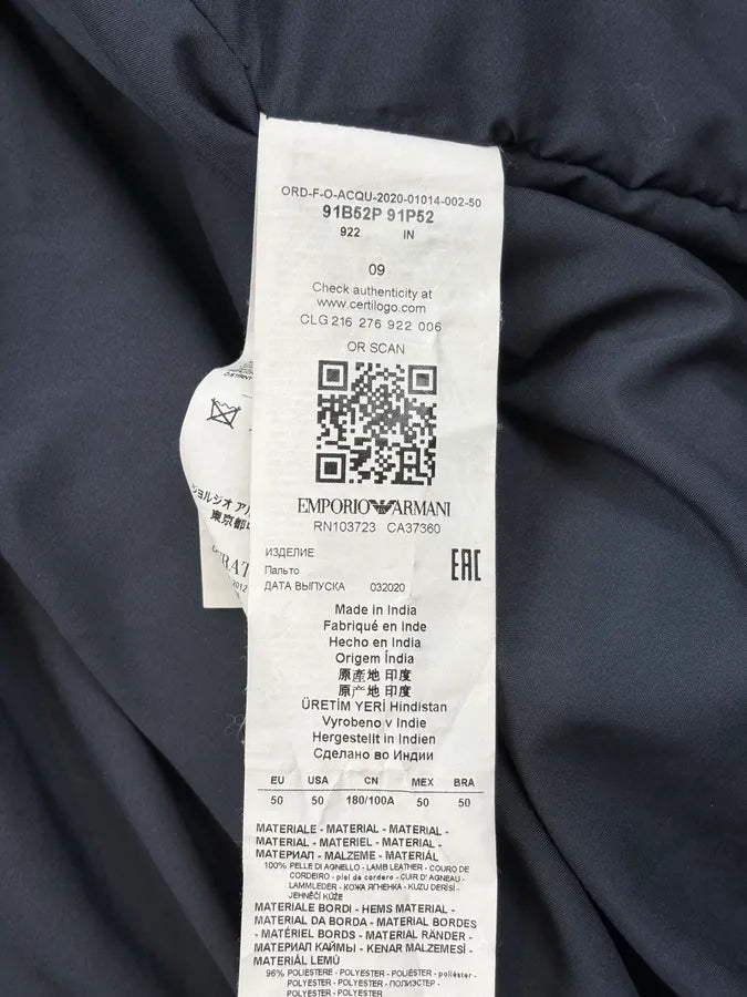 FW2020 Emporio Armani Black Prenium Leather Bomber Jacket YfFwwhr 9