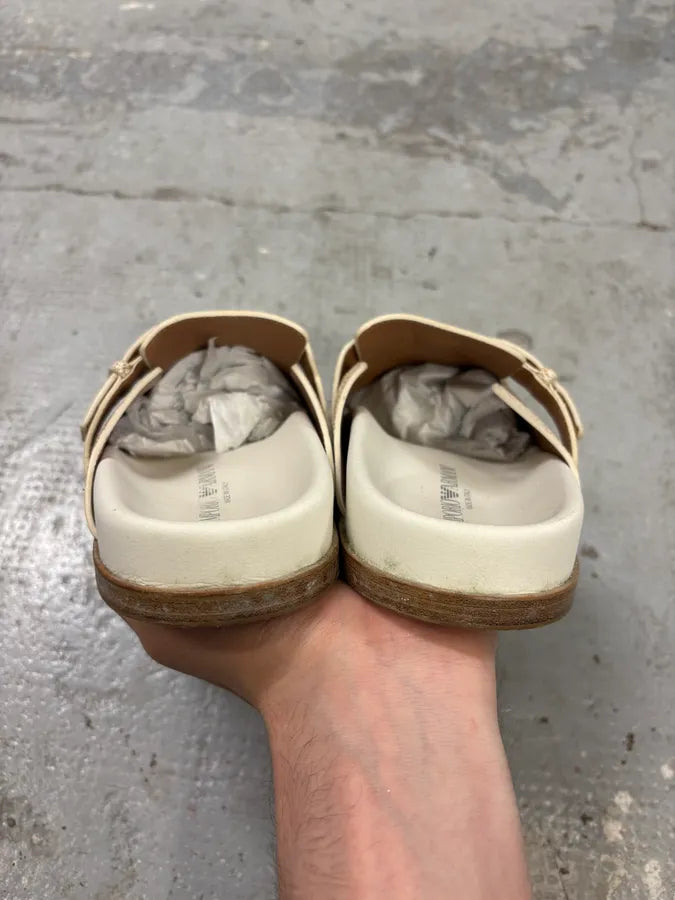 FW2020 Emporio Armani White Cracked Leather Mule Sabot (37eu/us5) iaNljSD 4