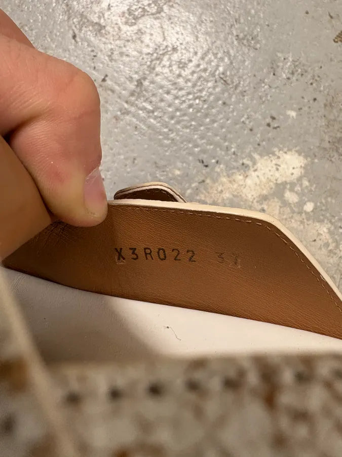 FW2020 Emporio Armani White Cracked Leather Mule Sabot (37eu/us5) iaNljSD 6