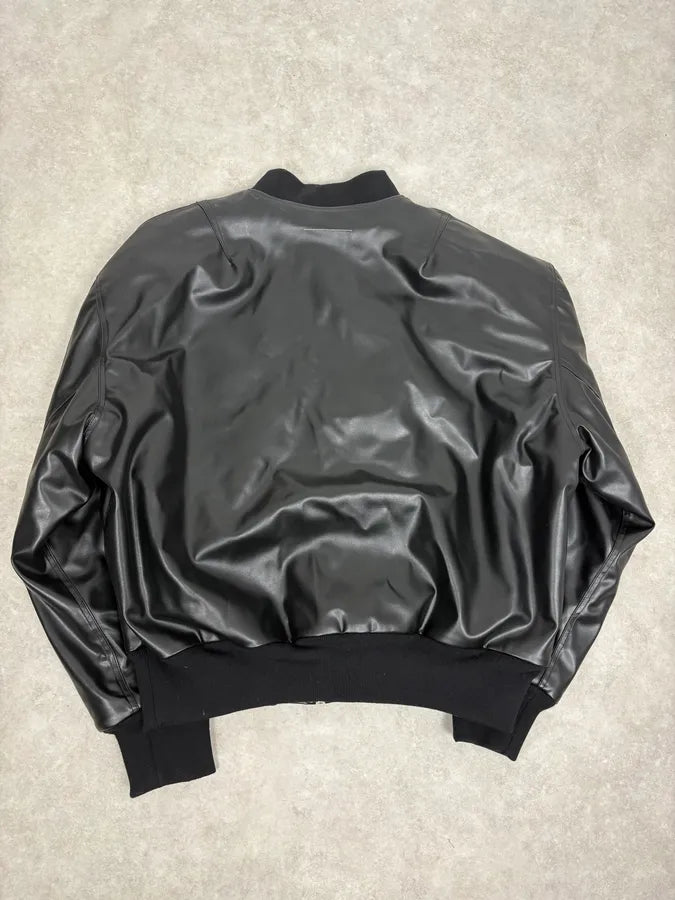 FW2023 Maison Margiela Black Faux Leather Bomber Jacket EXazBzw 5
