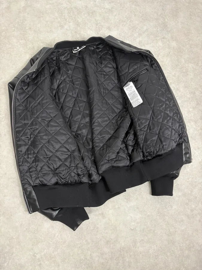 FW2023 Maison Margiela Black Faux Leather Bomber Jacket EXazBzw 6