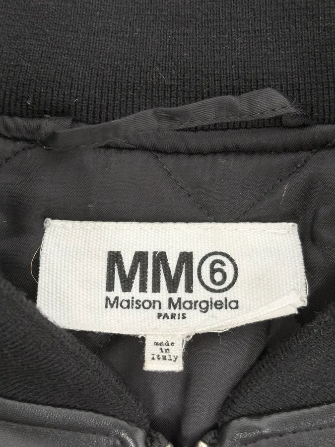 FW2023 Maison Margiela Black Faux Leather Bomber Jacket EXazBzw 9