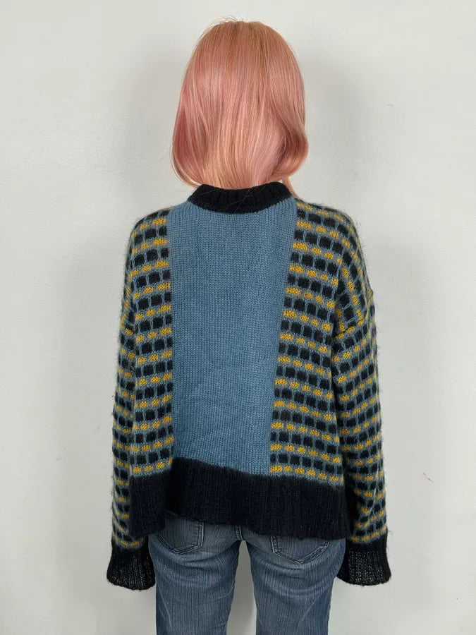 FW2020 Marni Blue Cardigan Wool Distressed  QycINWw 2
