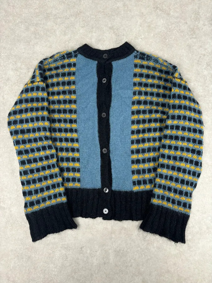 FW2020 Marni Blue Cardigan Wool Distressed  QycINWw 0