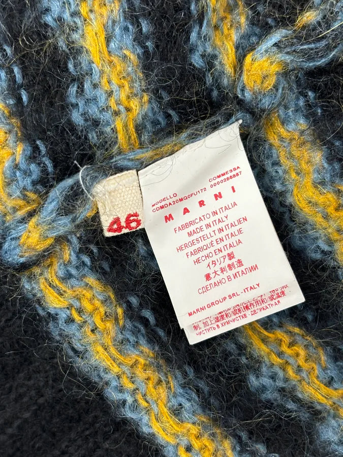 FW2020 Marni Blue Cardigan Wool Distressed  QycINWw 10