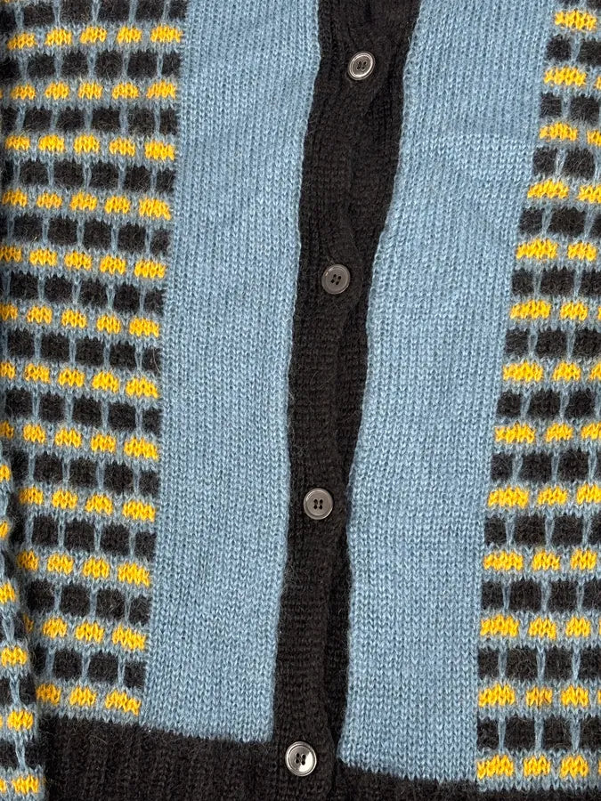 FW2020 Marni Blue Cardigan Wool Distressed  QycINWw 8