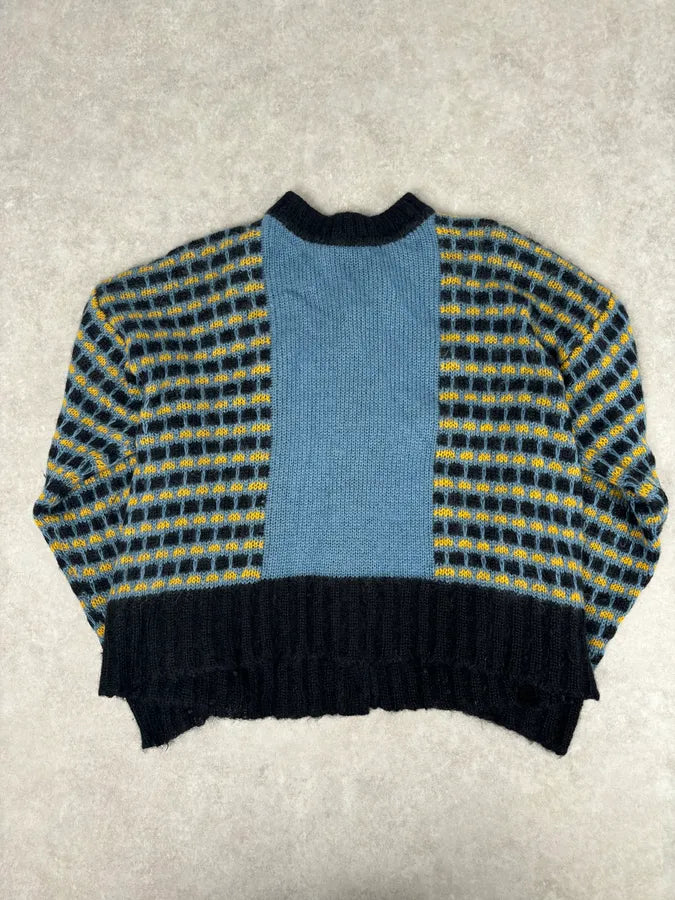 FW2020 Marni Blue Cardigan Wool Distressed  QycINWw 5