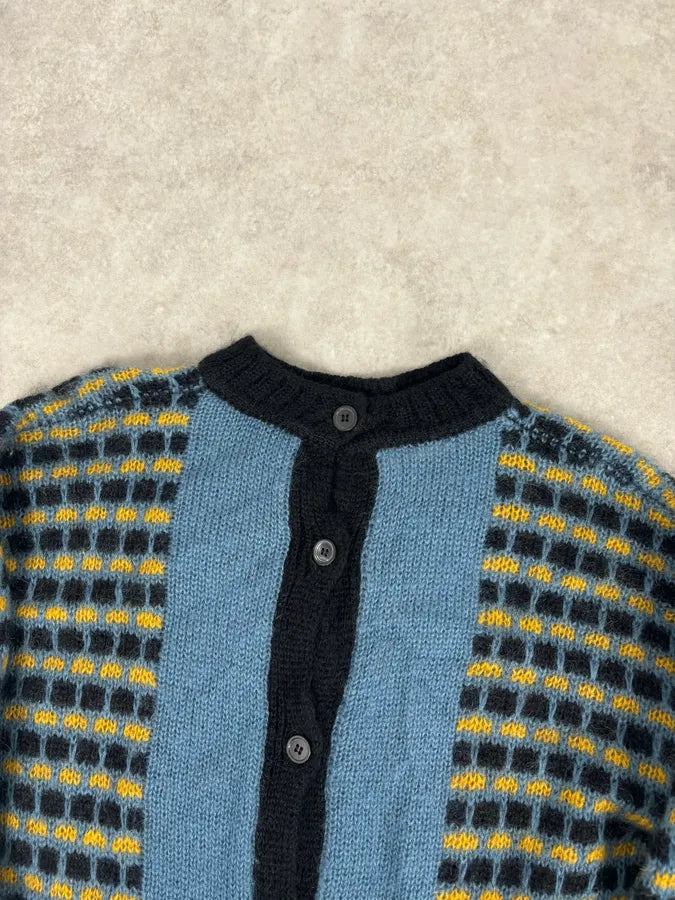 FW2020 Marni Blue Cardigan Wool Distressed  QycINWw 4