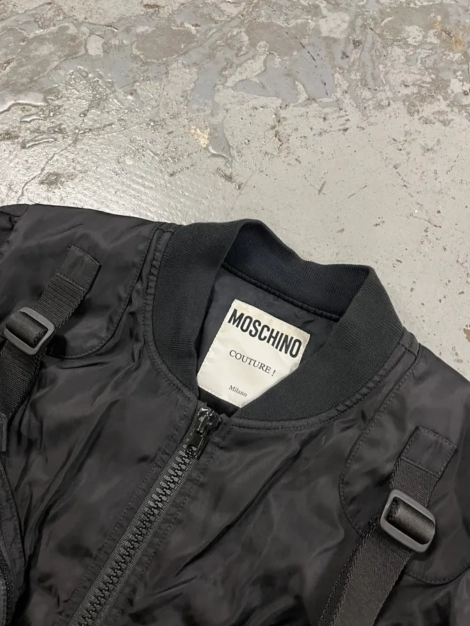 FW2020 Moschino Technical Multi-Pocket Black Bomber Jacket MCADjSF 4