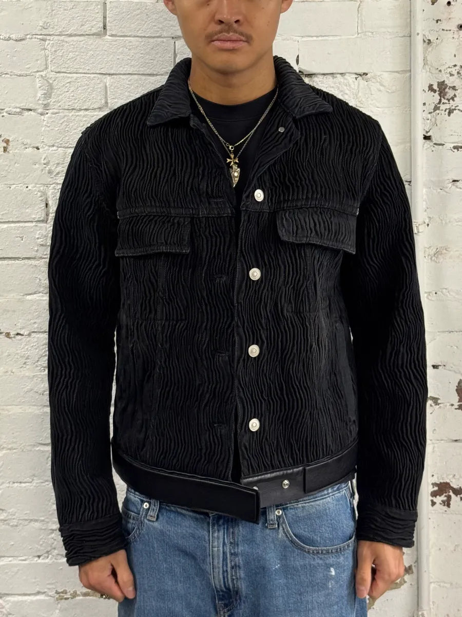 FW2021 Givenchy Organic Pleats Black Trucker Jacket nFJXBuA 1