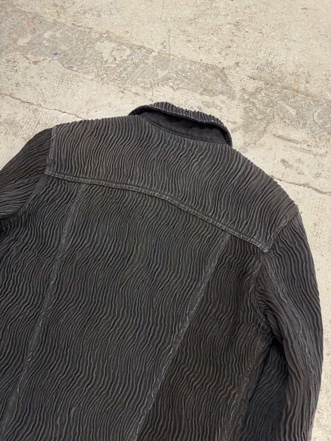 FW2021 Givenchy Organic Pleats Black Trucker Jacket nFJXBuA 4