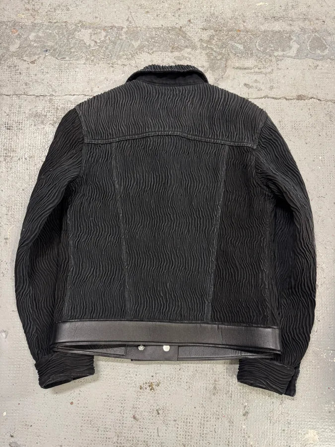 FW2021 Givenchy Organic Pleats Black Trucker Jacket nFJXBuA 5