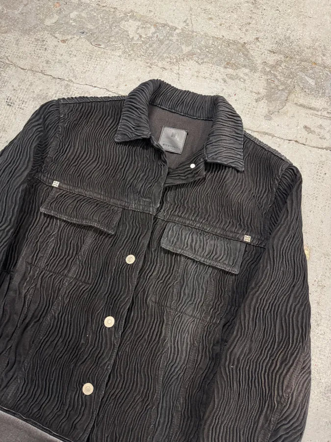 FW2021 Givenchy Organic Pleats Black Trucker Jacket nFJXBuA 8