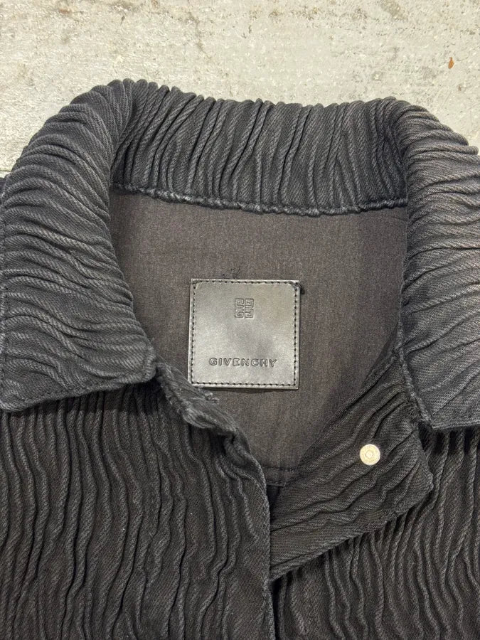 FW2021 Givenchy Organic Pleats Black Trucker Jacket nFJXBuA 9