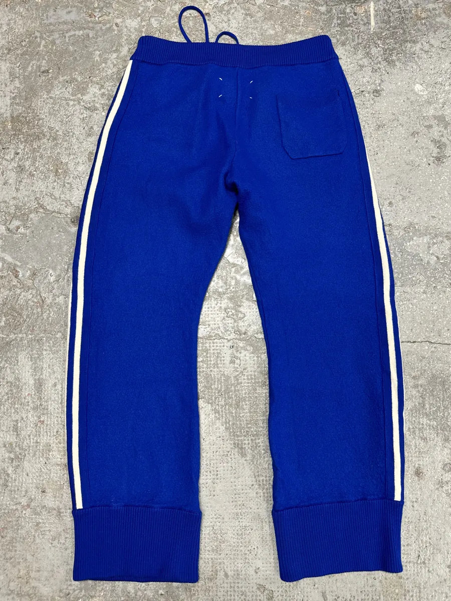 FW2021 Maison Margiela Side Stripe Blue Felted Wool Knit Sweatpants YOKCGYD 0