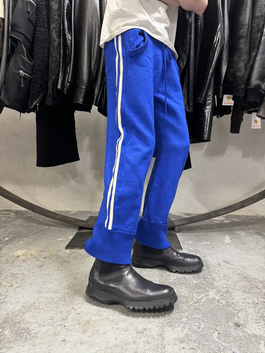 FW2021 Maison Margiela Side Stripe Blue Felted Wool Knit Sweatpants YOKCGYD 2