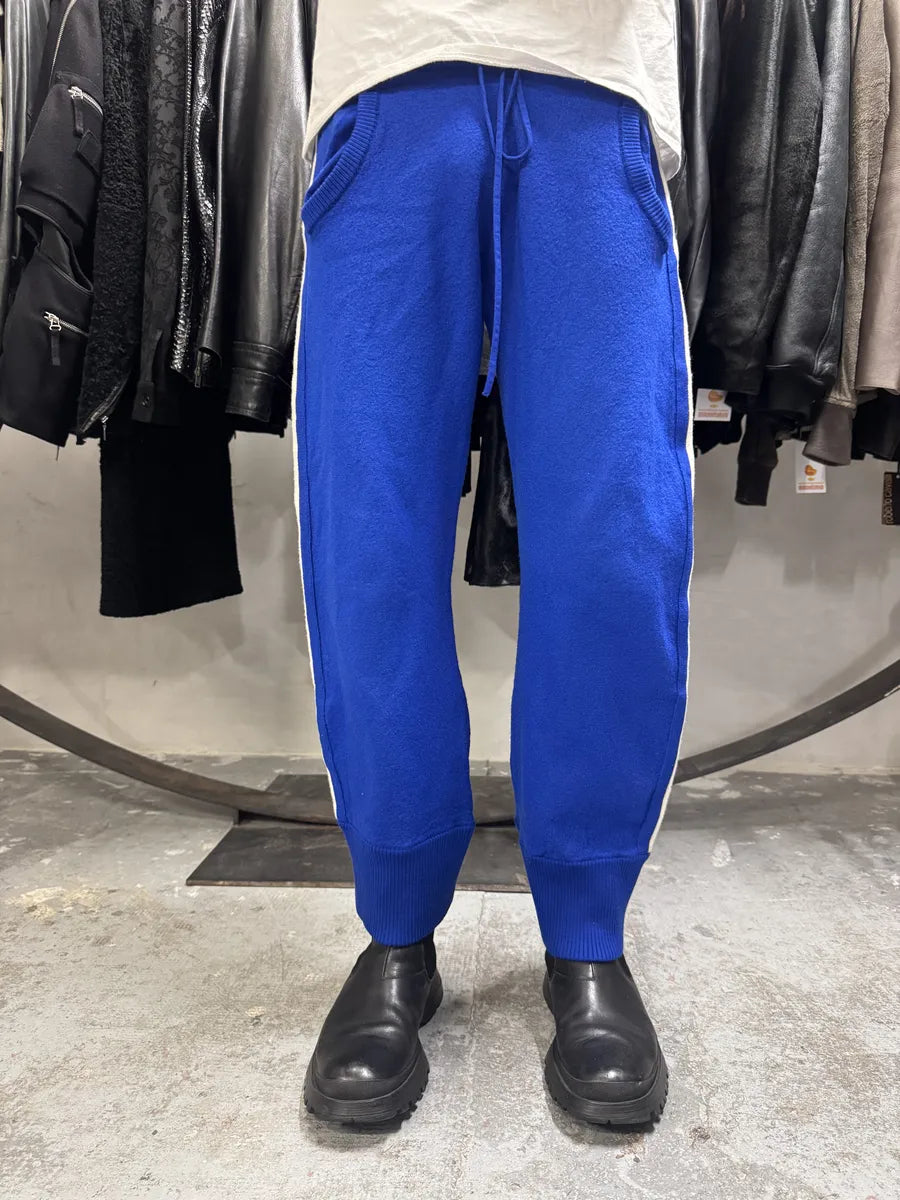 FW2021 Maison Margiela Side Stripe Blue Felted Wool Knit Sweatpants YOKCGYD 3