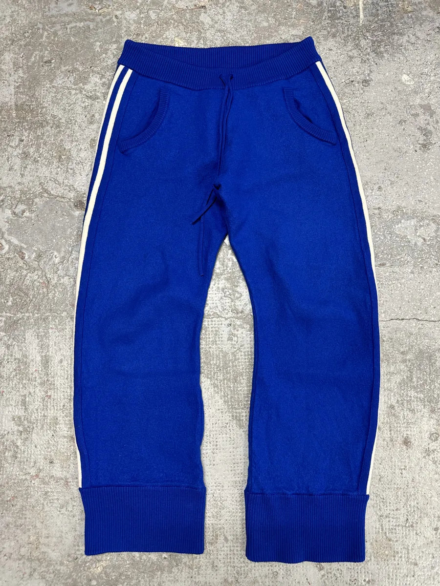 FW2021 Maison Margiela Side Stripe Blue Felted Wool Knit Sweatpants YOKCGYD 4