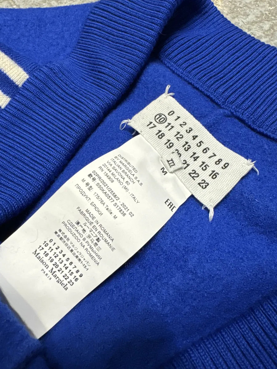 FW2021 Maison Margiela Side Stripe Blue Felted Wool Knit Sweatpants YOKCGYD 7