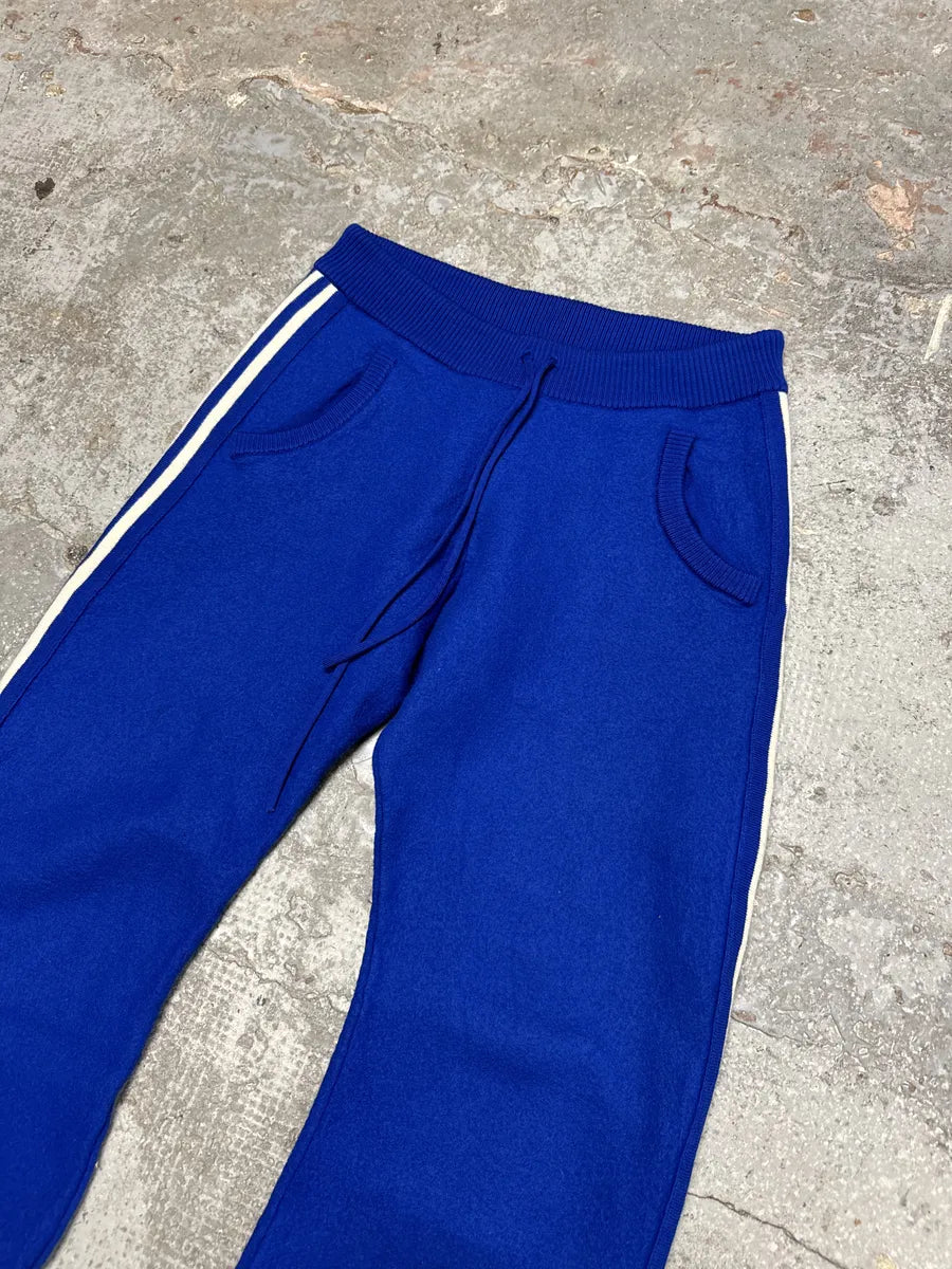 FW2021 Maison Margiela Side Stripe Blue Felted Wool Knit Sweatpants YOKCGYD 8