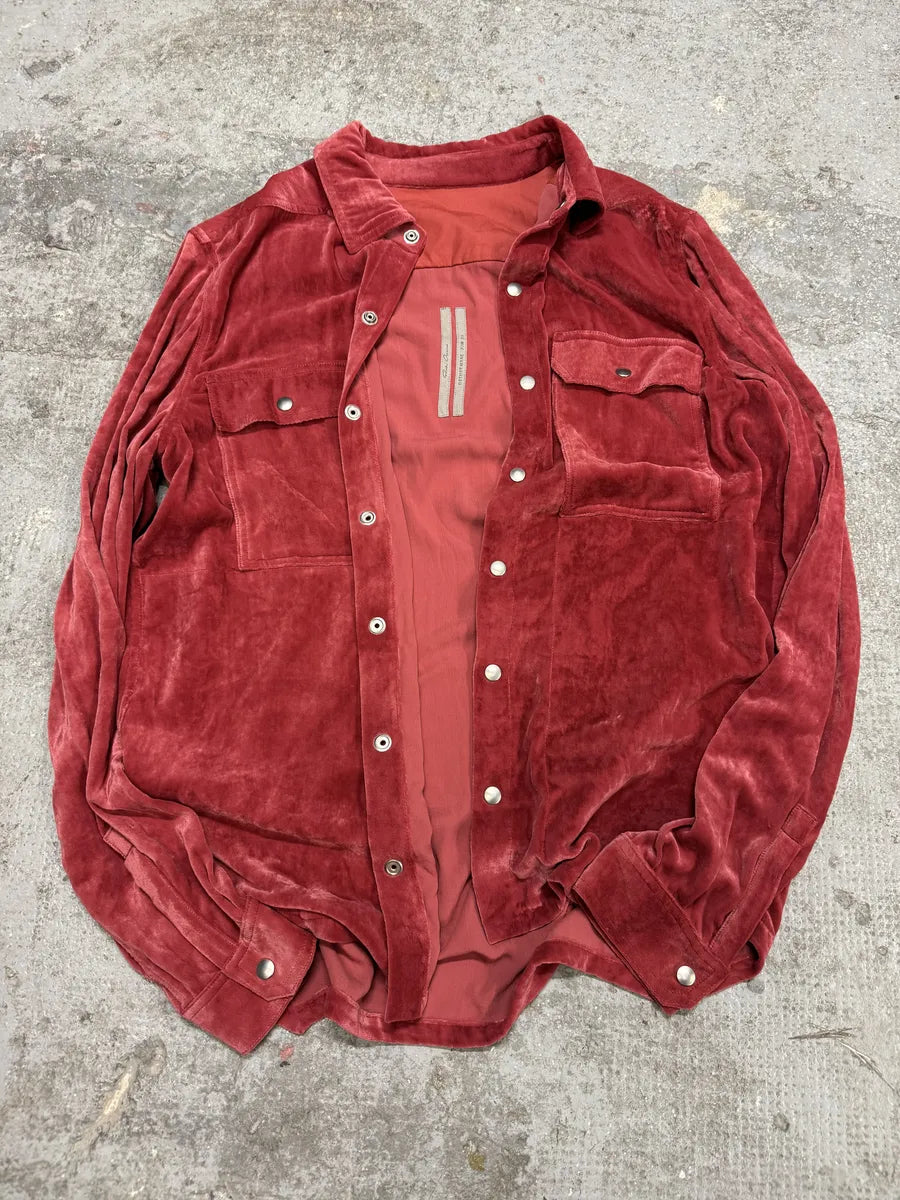 FW2021 Rick Owens Red Velvet Shirt (M) 1