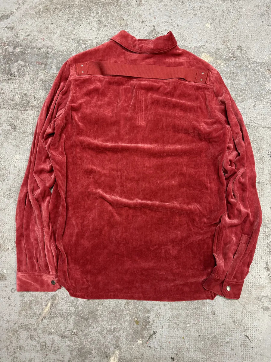 FW2021 Rick Owens Red Velvet Shirt (M) 2