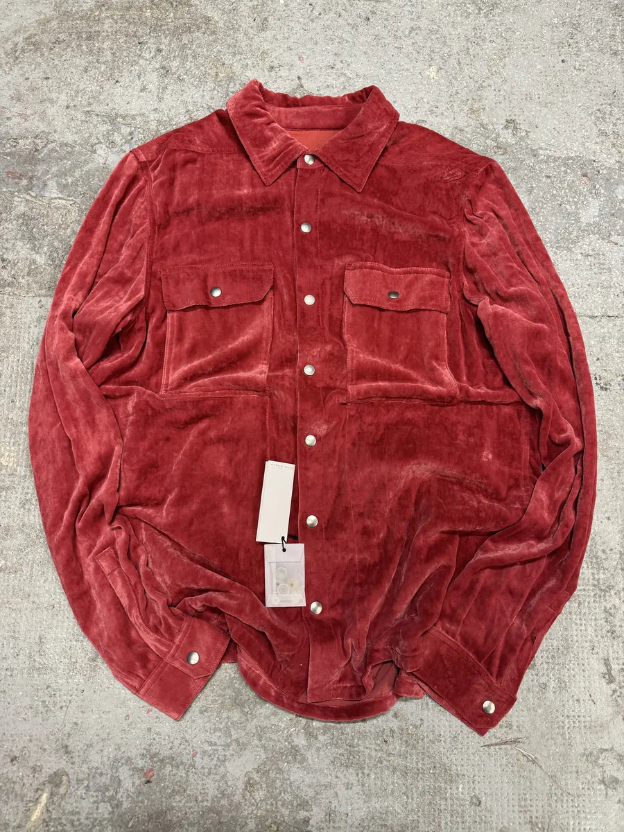 FW2021 Rick Owens Red Velvet Shirt (M) 3