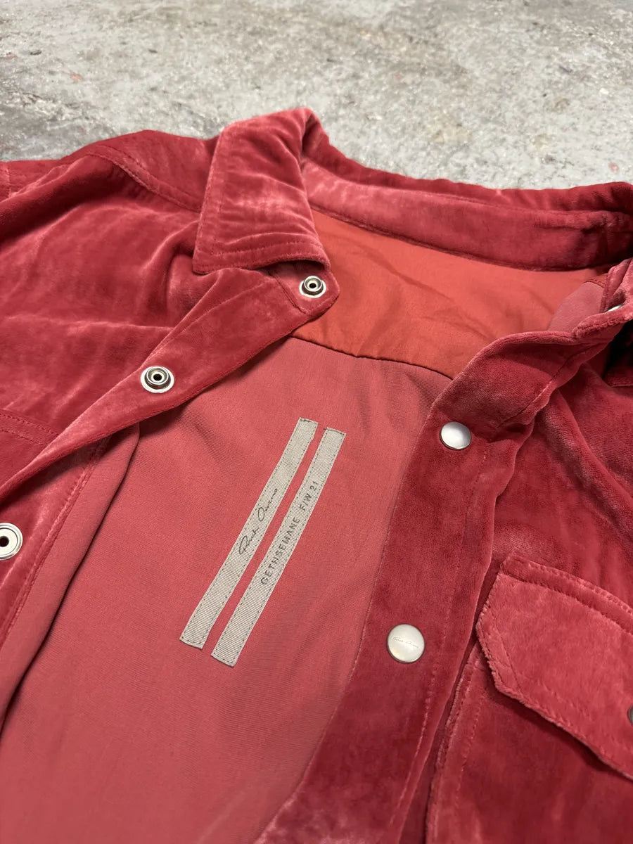 FW2021 Rick Owens Red Velvet Shirt (M) 5