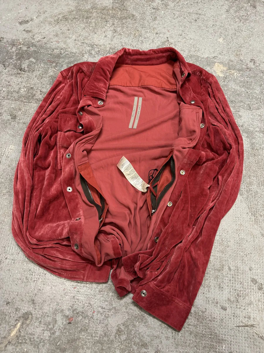 FW2021 Rick Owens Red Velvet Shirt (M) 6