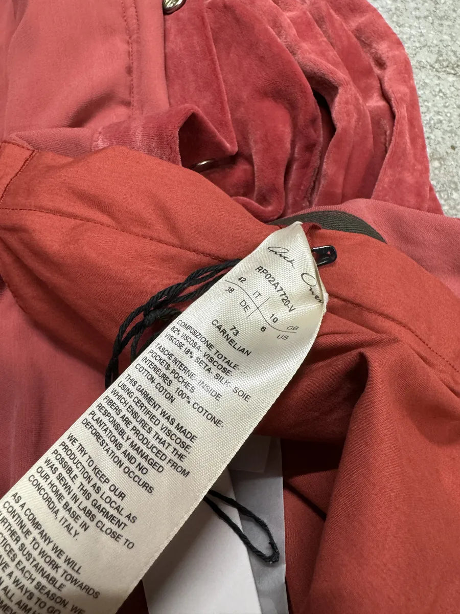 FW2021 Rick Owens Red Velvet Shirt (M) 7