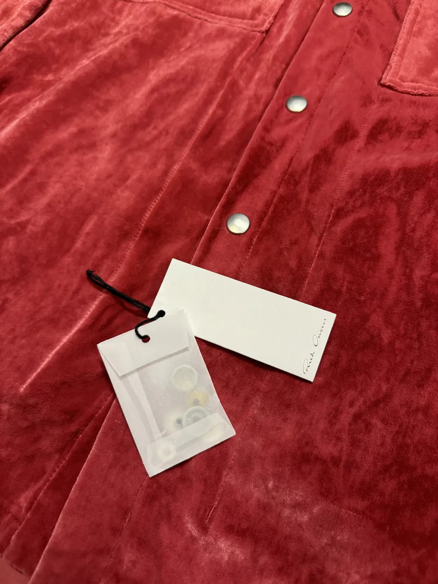 FW2021 Rick Owens Red Velvet Shirt (M) 8